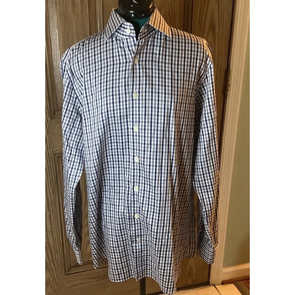 Charles Tyrwhitt Men's Dress Shirt Slim Fit, Non-Iron, Blue Check, 16/35in